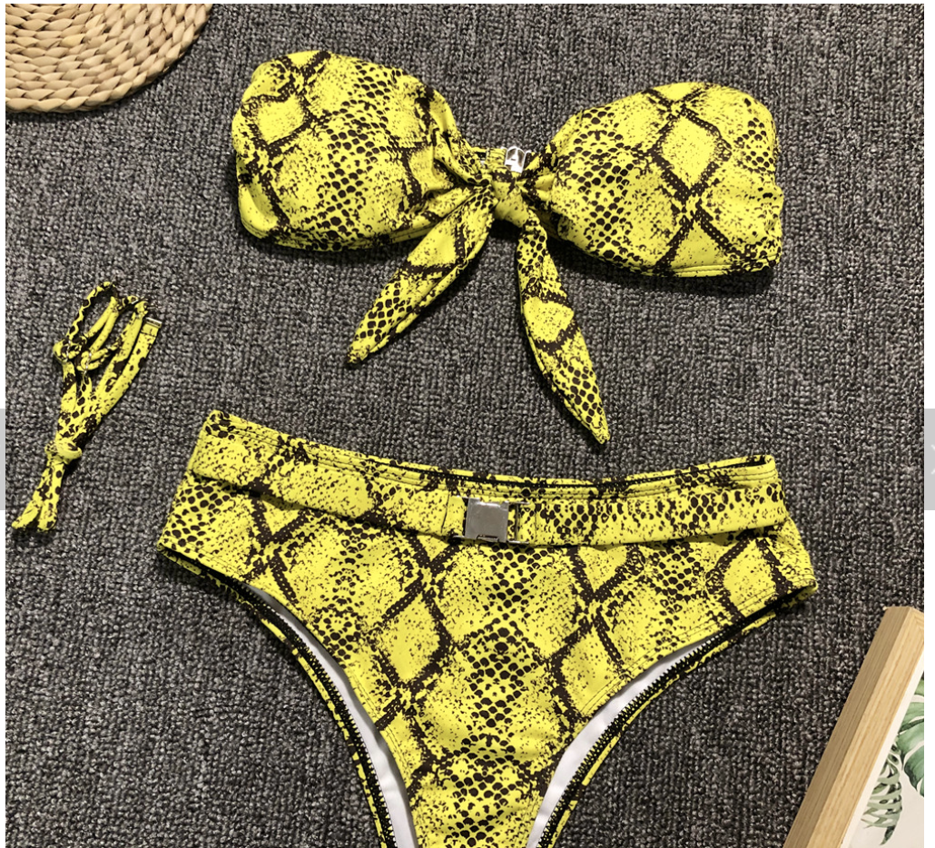 Yellow Snake Print Bikini