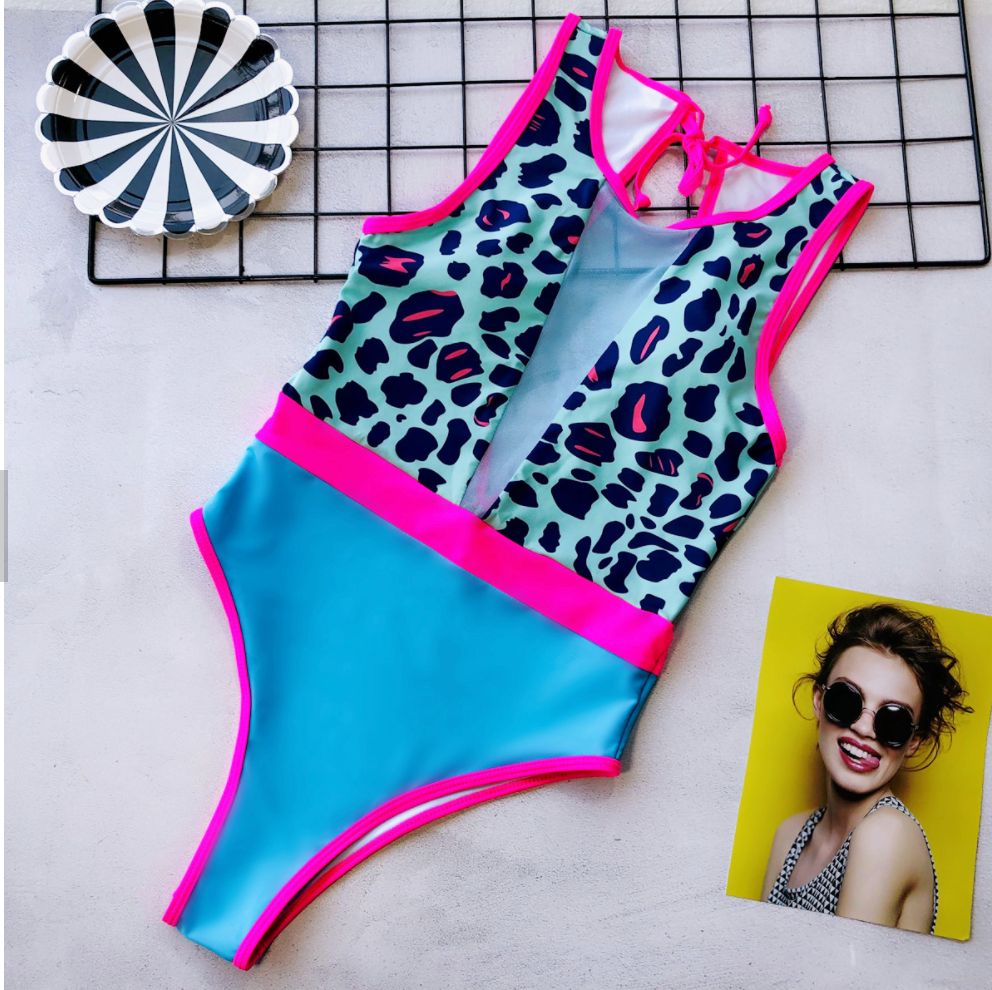 Tulle Stitch Leopard Swimsuit
