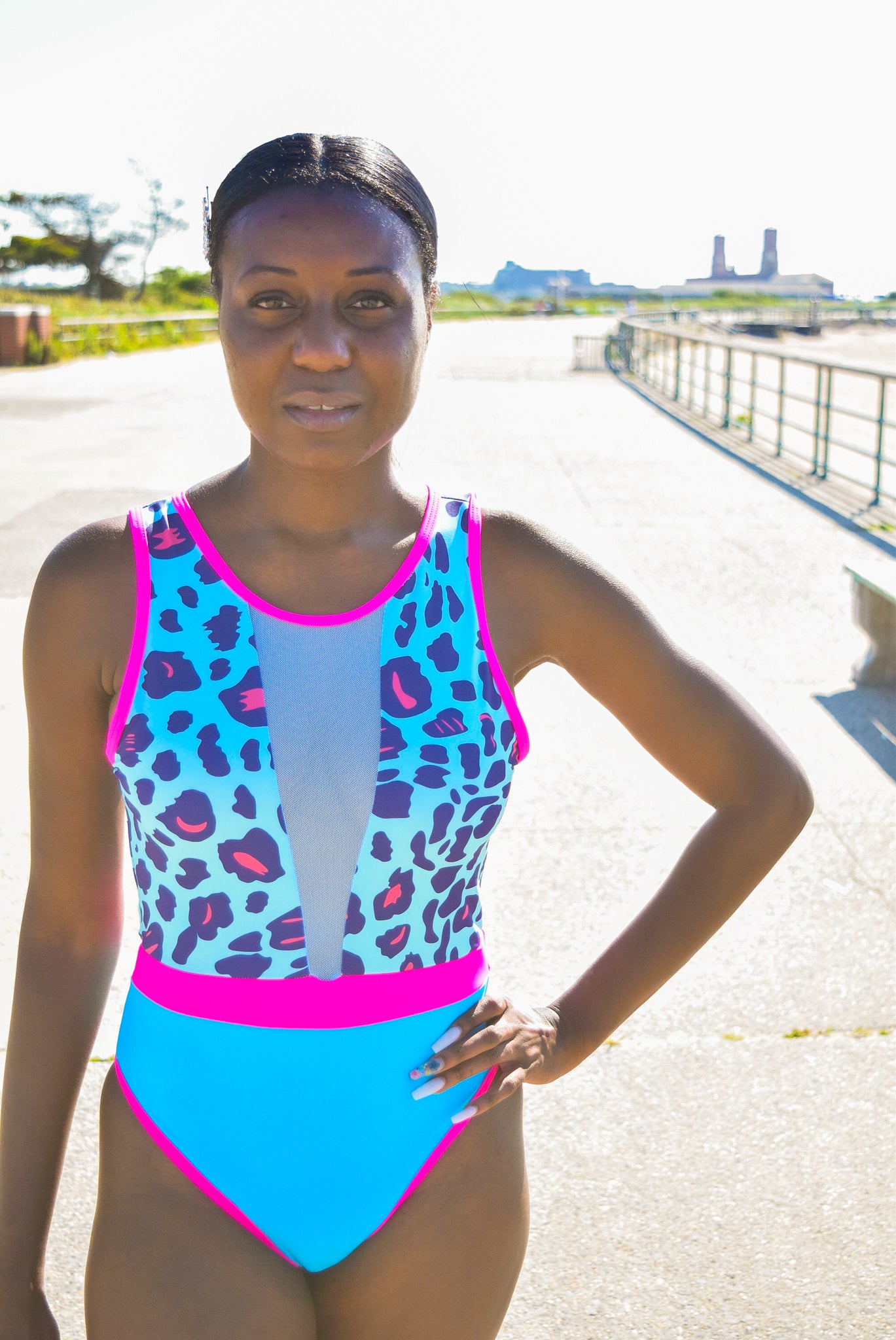 Tulle Stitch Leopard Swimsuit