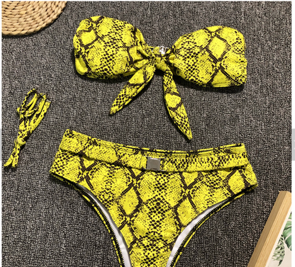 Yellow Snake Print Bikini