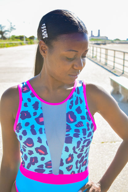 Tulle Stitch Leopard Swimsuit