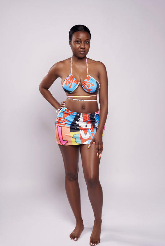 Graffiti 3 Piece Swim Skirt set