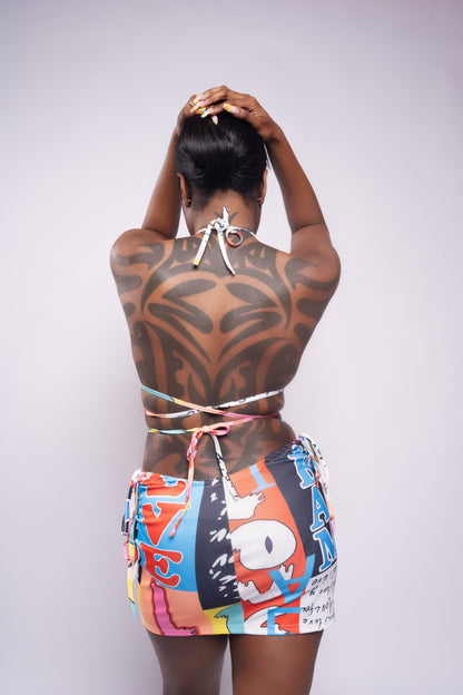 Graffiti 3 Piece Swim Skirt set